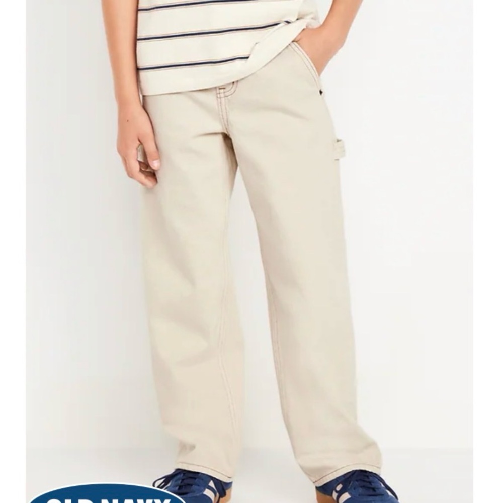 Old Navy Baggy Ecru Cotton Cargo Jeans